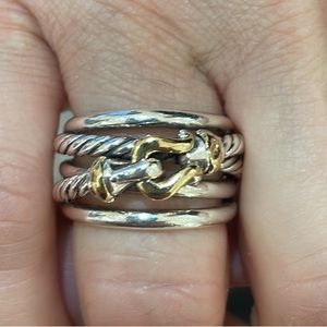 (SOLD) David Yurman “Buckle Crossover Ring with 18kt gold”
